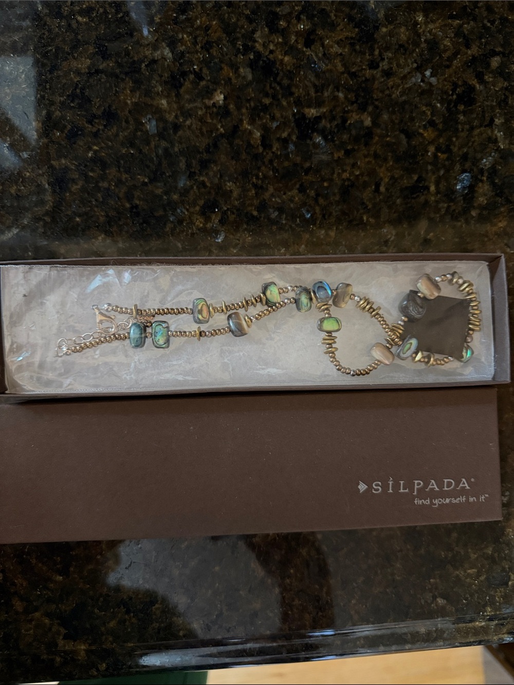 Silpada Iridescent Abalone Bead Necklace with Silver Accents